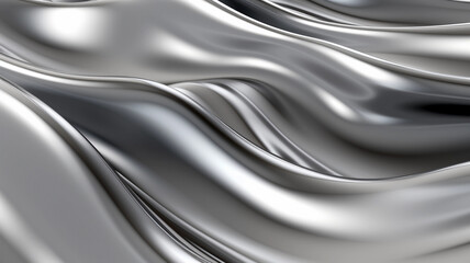 Liquid silver metal abstract background. Metallic waves with shimmers backdrop. Chromomorphism concept. - obrazy, fototapety, plakaty
