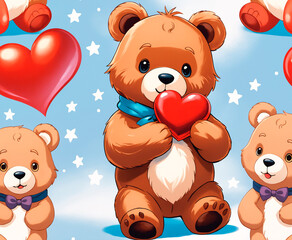 Obraz premium Teddy bear with red heart