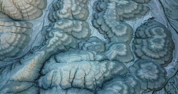 aerial view of nallihan mountain, top view of mountain texture with beautiful colors light natural pattern of volcanic hill.