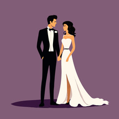 Couple married characters editable eps 