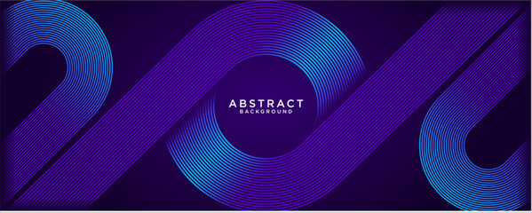 Modern dark purple abstract background with glowing geometric lines. Shiny blue purple diagonal rounded lines pattern. Suit for presentation, banner, cover, web, flyer, poster, brochure. - obrazy, fototapety, plakaty