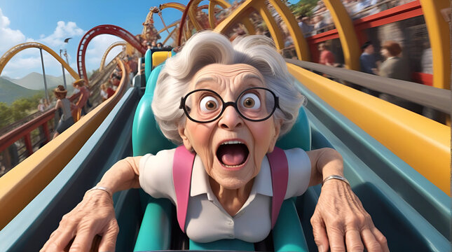 person screaming at the camera in roller coaster