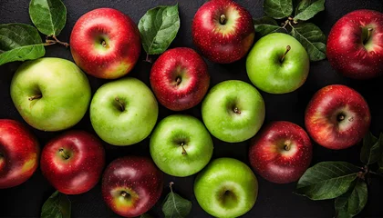 Fotobehang Red and green apples. Background of ripe apples © Olga