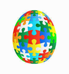 Colorful jigsaw puzzle egg. Vector isolated on white background.

