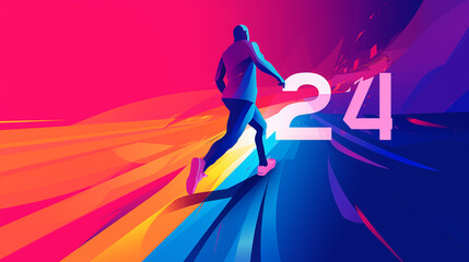 Fototapeta na wymiar Paris 2024 Olympic Dreams - Runner's Silhouette