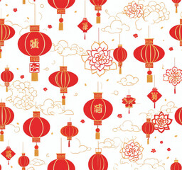 Fototapeta na wymiar chinese lampions for greeting cards, posters, or social media .Chinese New Year celebrations