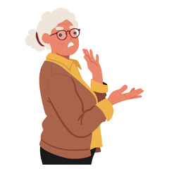 Senior Woman With Furrowed Brow And Piercing Gaze Revealed Her Deep Displeasure. Anger Etched Lines On Her Face