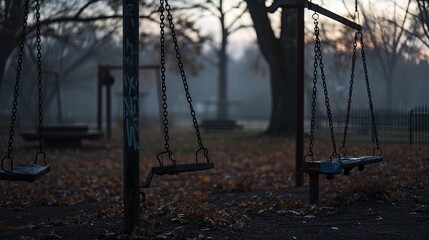 swing on and empty playground
