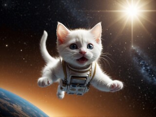 Cute cat in outer space Generate AI