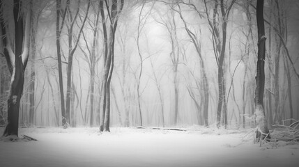 Winter scene, black and white winter 