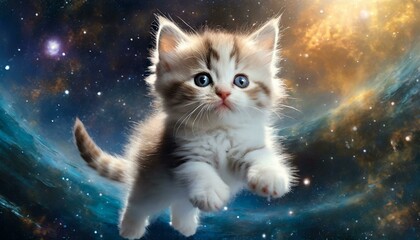 Cute cat in outer space Generate AI