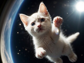 Cute cat in outer space Generate AI