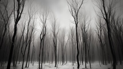 Winter scene, black and white winter 