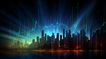 Fototapeta na wymiar trading graph of a city (background)