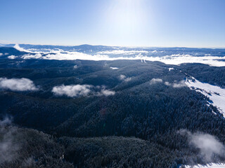 Obraz premium Aerial view of Rila mountain near Belmeken Dam, Bulgaria