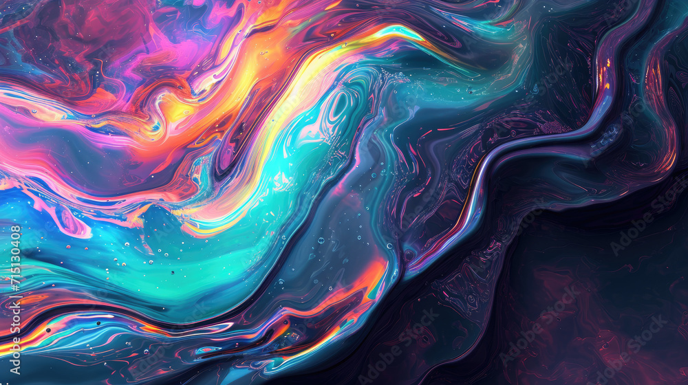 Poster a fluid background with a mix of bright colors, simulating the appearance of the aurora moving acros