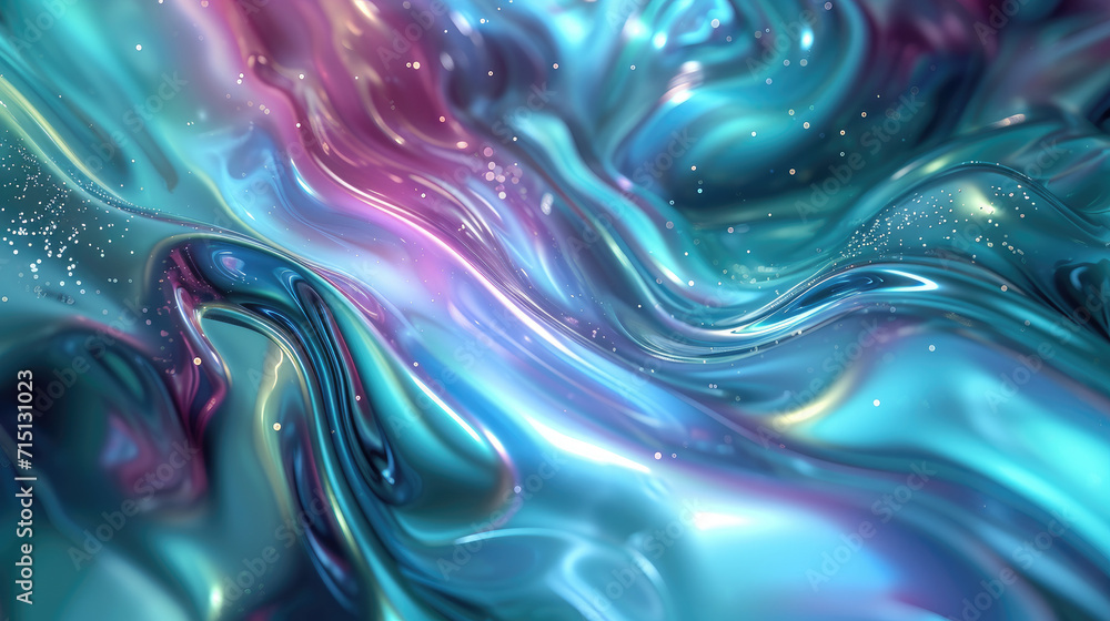 Poster a fluid background with a mix of bright colors, simulating the appearance of the aurora moving acros