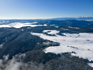 Fototapeta na wymiar Aerial view of Rila mountain near Belmeken Dam, Bulgaria