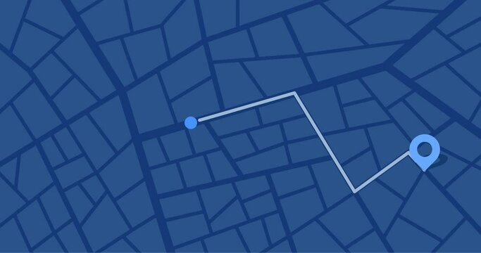Navigation Map Tracking Travel Route Trip Journey to Destination Address GPS Motion Graphic