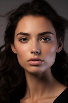 fashion model with natural beautiful makeup 