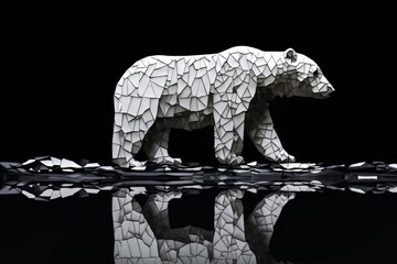polar bear, mosaic on a black background