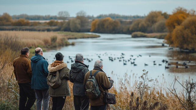 Retiree Birders Watch Waterfowl on the River