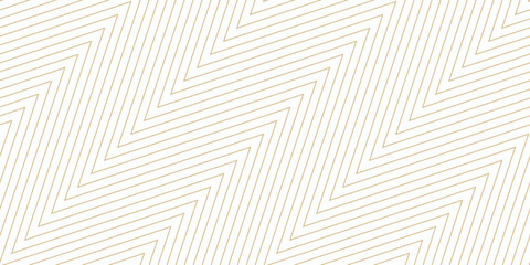 Golden zigzag lines seamless pattern. Vector texture with thin diagonal zig zag, stripes, chevron. Gold and white abstract geometric background. Simple minimal ornament. Repeating geo design