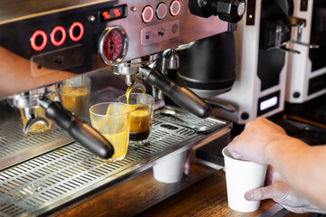Brewing Espresso with Coffee Machine
