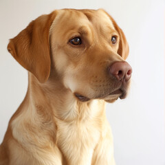 Labrador Retriever dog Side view Angle close up face Profile closed mouth