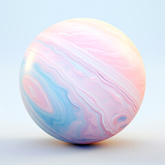 A beautiful pink glowing planet that blends colors and forms a beautiful abstract pattern. Pastel-colored pearl planet. 3D rendering design illustration.