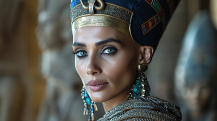 Neferneferuaten Nefertiti, queen of the 18th Dynasty of Ancient Egypt. - obrazy, fototapety, plakaty