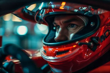 Raamstickers Formula 1 Pilot, close up dramatic portrait. Speed Symphony. © Noize