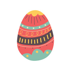 Easter egg design. Easter holiday egg hunt in colorful flat style with ornaments. Art deco decoration. Stock vector illustration clipart