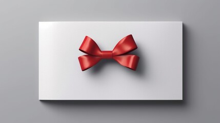 Blank white gift card with red ribbon bow isolated Ai Generative