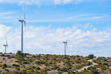 Fototapeta na wymiar Wind turbine plant, power generator
