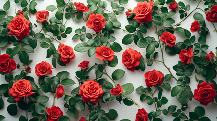 Buds of beautiful fresh roses lie on background. Roses pattern 