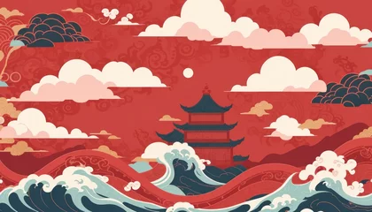 Fotobehang wallpaper chinese or background chinese, culture chinese background, abstrack red background, abstrack red wallpaper © BG UNLIMited 100%