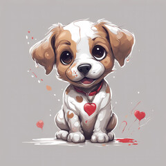 valentine’s day and mother’s day celebration, dog of valentine’s day, illustration of valentine’s day dogs, love illustration, heart balloons for mother’s day, cute and adorable puppy