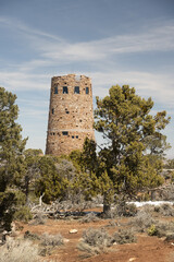 Desert View Watchtower On The Edge Of The Canyon In Winter