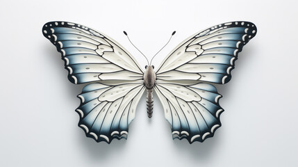 3D illustration of a multicolor beautiful butterfly on white background ai generative image