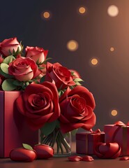 deluxe gift and red rose, beautiful gift for valentine’s day, gifts for anniversary, mother’s day celebration, gift for mothers and girlfriends, romance of valentine’s day