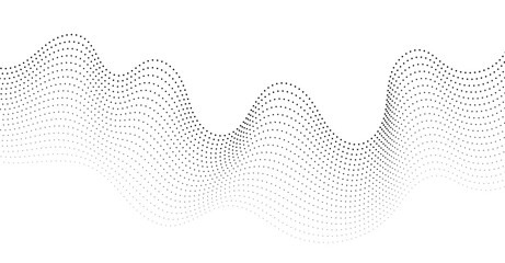 Flowing Dot Wave Halftone Pattern on Transparent Background	