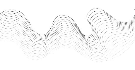 Flowing Dot Wave Halftone Pattern on Transparent Background	