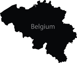 Obraz premium Black map of Belgium with the inscription of the name of the country inside map
