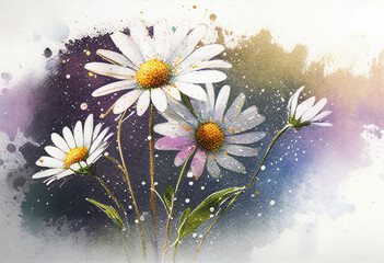 Daisy flower watercolor art