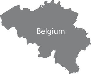 Gray map of Belgium with the inscription of the name of the country inside map