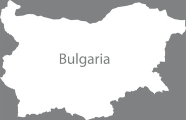 White map of Bulgaria with the inscription of the name of the country inside map on gray background