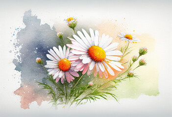 Daisy flower watercolor art