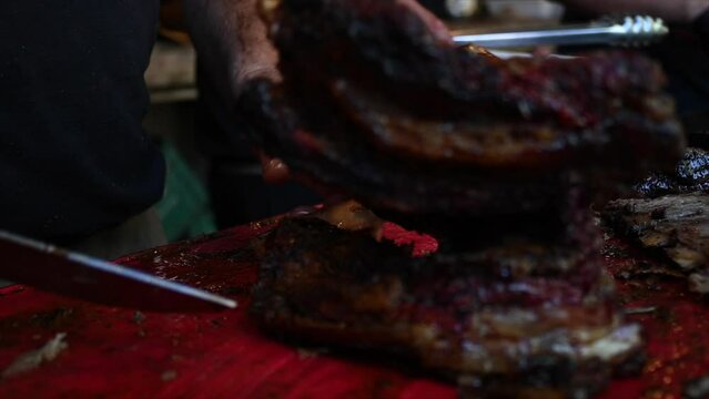slow motion video of grilled Argentine roast beef 3