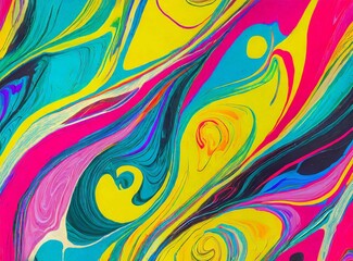 enerative AI illustration of bright abstract background with splashes of colorful paint on gradient surface